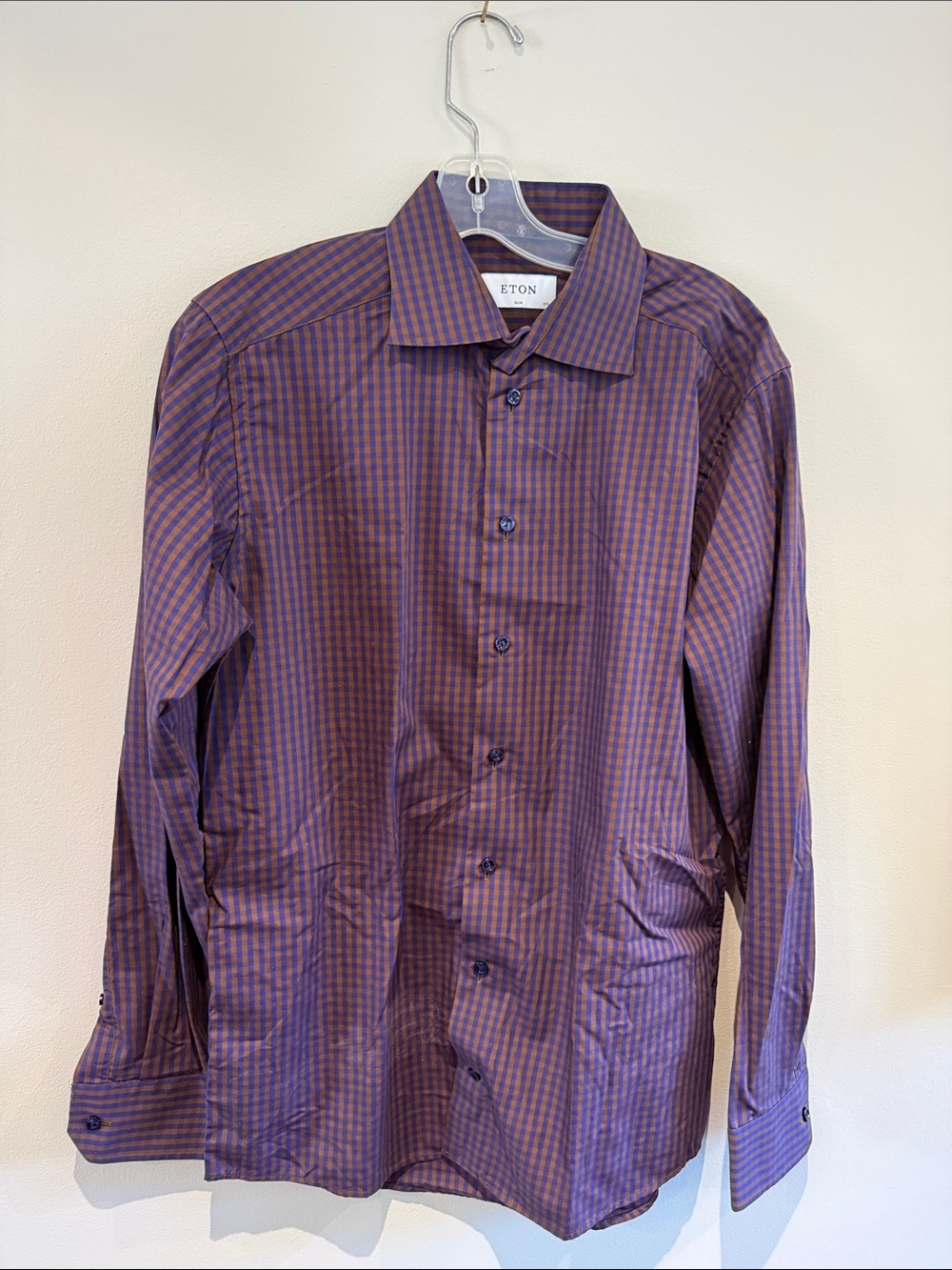 Eton Purple and Brown Gingham Dress Shirt